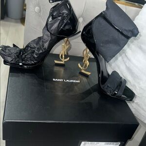 Saint Laurent Black and Gold Women's Heels